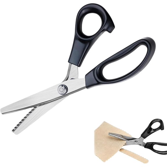 Stainless Steel Zig Zag Scissors for Fabric, Pinking Shears for Cutting | Sharp Serrated Stainless Steel Blades Create Clean Zig Zag Edges for Fabric, Sewing, Quilting, Crafts and DIY Projects