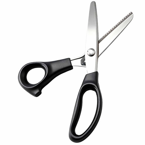 Stainless Steel Zig Zag Scissors, Pinking Shears for Fabric Cutting, Sewing, Quilting & Crafts, 9.1in Serrated Blades, Black Ergonomic Handle
