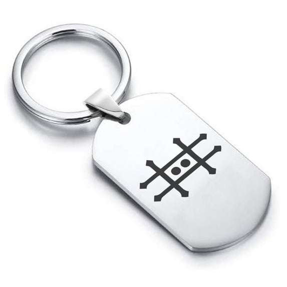 Stainless Steel Zinc Alchemy Symbol Dog Tag Keychain Circle Ring