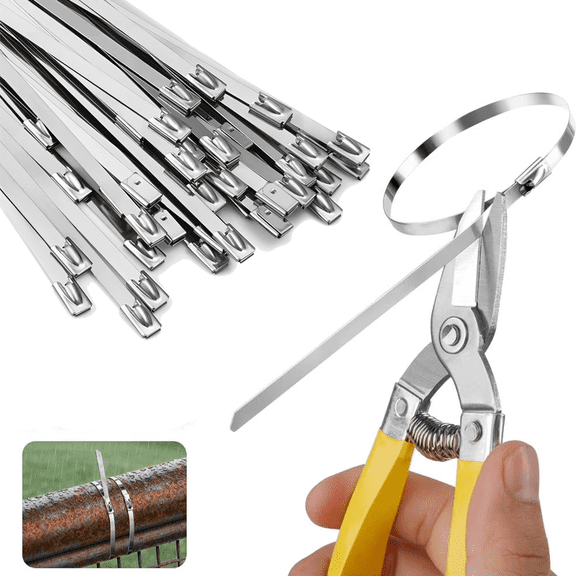 Stainless Steel Zip Ties Heavy Duty Heavy Duty Zip Ties for Outdoor Use Large Stainless Steel Metal Cable Ties Uv Resistant Silver 11.8 Inch 50 Pieces