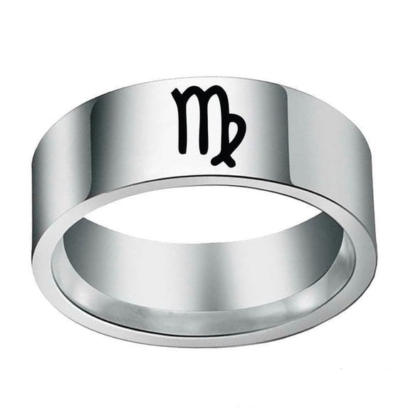 Stainless Steel Zodiac Constellation Rings, 8mm Wide, 2mm Thick, Celestial Jewelry for Women and Men