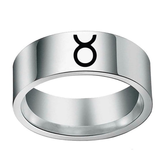 Stainless Steel Zodiac Constellation Rings, 8mm Wide, 2mm Thick, Celestial Jewelry for Women and Men