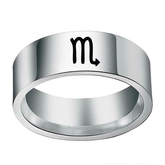 Stainless Steel Zodiac Constellation Rings, 8mm Wide, 2mm Thick, Celestial Jewelry for Women and Men