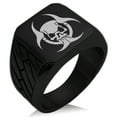 thumbnail image 1 of Stainless Steel Zombie Skull Biohazard Geometric Pattern Biker Style Polished Ring, 1 of 1