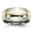 thumbnail image 1 of Stainless Steel and 14k Yellow Inlay 8mm Polished Band, 1 of 7