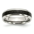 thumbnail image 1 of Stainless Steel and Black Carbon Fiber 6mm Polished Band Ring - Size 11, 1 of 2