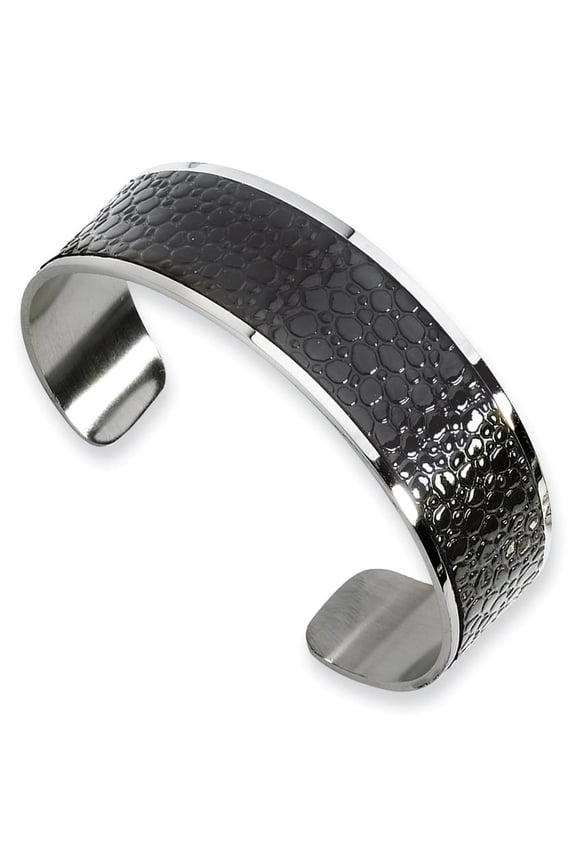 Stainless Steel and Stingray Patterned Bangle