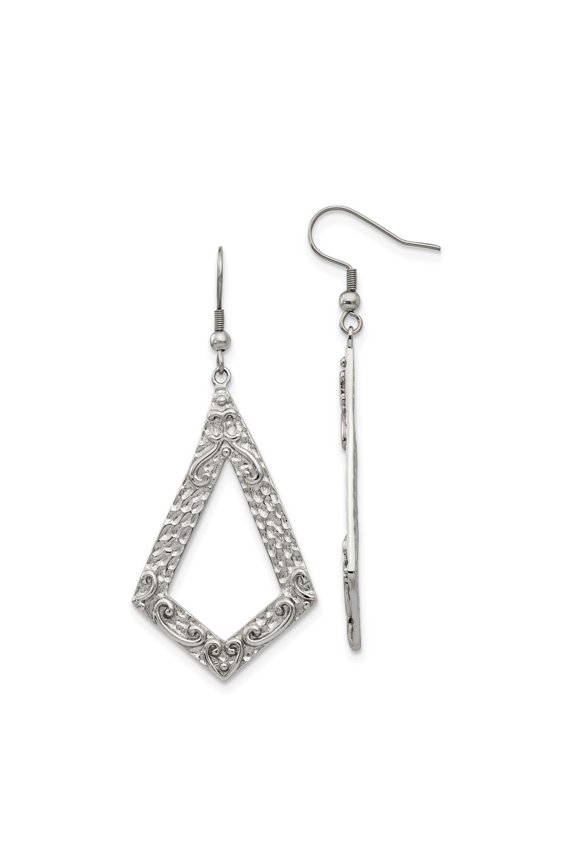 Stainless Steel and Textured Dangle Shepherds Hook Earrings Fine Jewelry For Women Gifts For Her