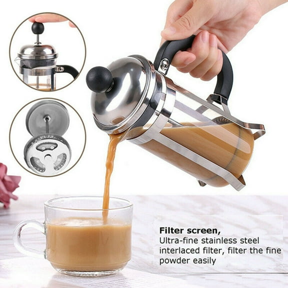 Stainless Steel borosilicate glass Pot Filter Tea Coffee Press Coffee Maker