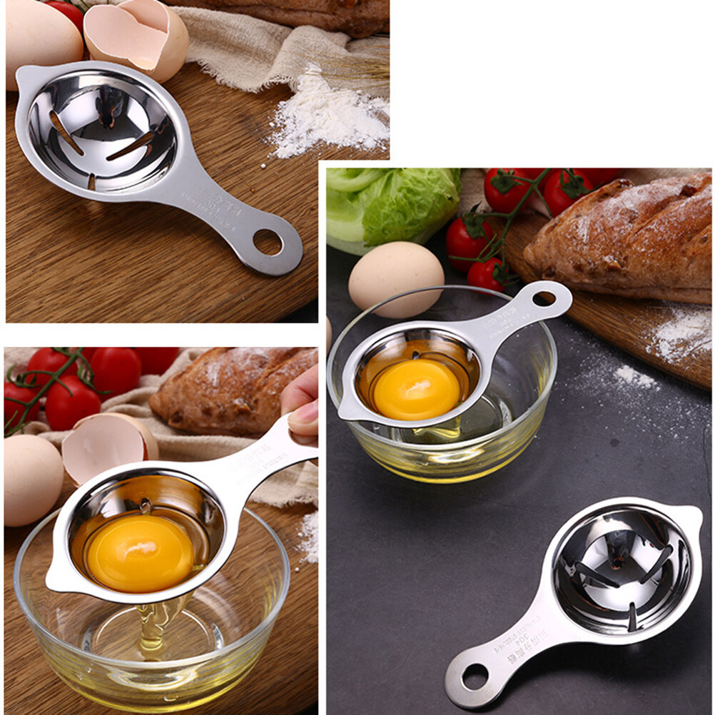Stainless Steel egg separator 2pcs Portable Egg Separator Divider Extractor Stainless Steel Egg