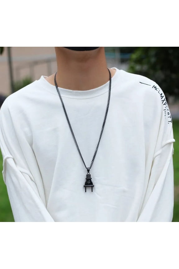 Stainless Steel gunmetal Plug 28" chain link necklace