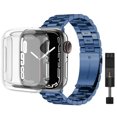 thumbnail image 1 of Stainless Steel iWatch Strap Band with Clear Protective Cover for Apple Watch Series 7 41mm 45mm, 1 of 10