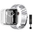 thumbnail image 1 of Stainless Steel iWatch Strap Band with Clear Protective Cover for Apple Watch Series 7 41mm 45mm, 1 of 10
