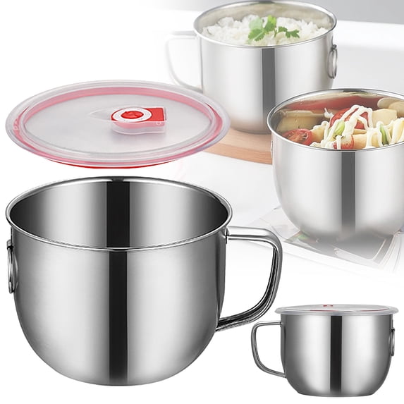 Stainless Steel instant Noodle Bowl with Lid,Stainless Noodle Bowl with Lid Set Leak Proof Soup Snack Bowls Storage Container Lunch Box