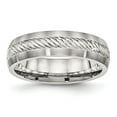 thumbnail image 1 of Stainless Steel w/Sterling Silver Inlay Brushed Diamond Cut 6mm Band, 1 of 7