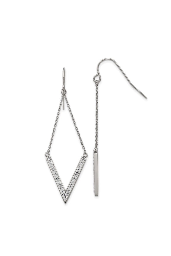 Stainless Steel with Preciosa Crystal V-Shape Shepherd Hook Earrings Fine Jewelry For Women Gifts For Her