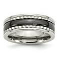 thumbnail image 1 of Stainless Steel with Sawtooth Accent  Black Ceramic Center Band, 1 of 6