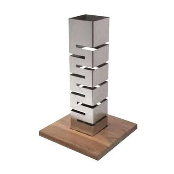 Stainless Steel with Walnut Base Tall Column Multi-Level Riser