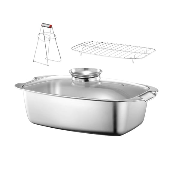 Stainless Steels Fishes Steamers Square Steamed Fishes Pots Stockpot Large Capacity Cooking Pots Steaming Cookware with Rack