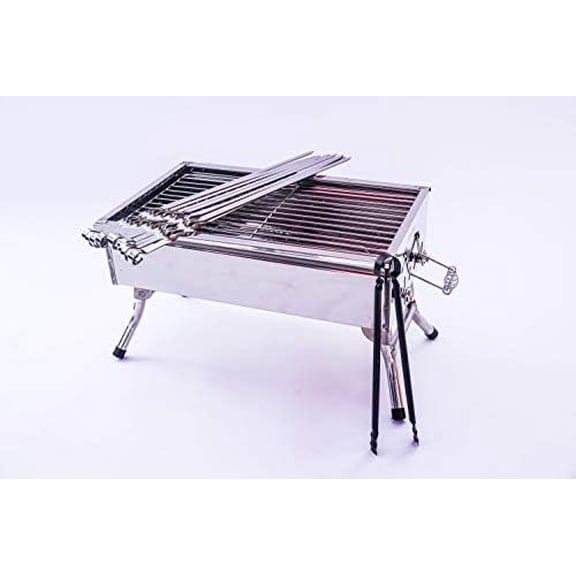 Stainless Stell Charcoal Portable Grill Mangal Shish Kebab Kabob Bbq Barbecue Shashlik$$Garden & Patio