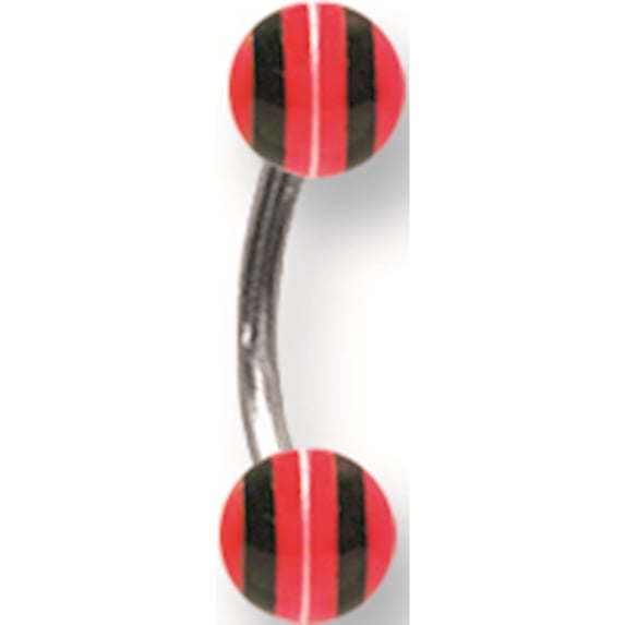 Stainless Stl Curv BB w Acrylic Neon Layered Balls 16G (1.3mm) 5/16 (8m Stainless Steel