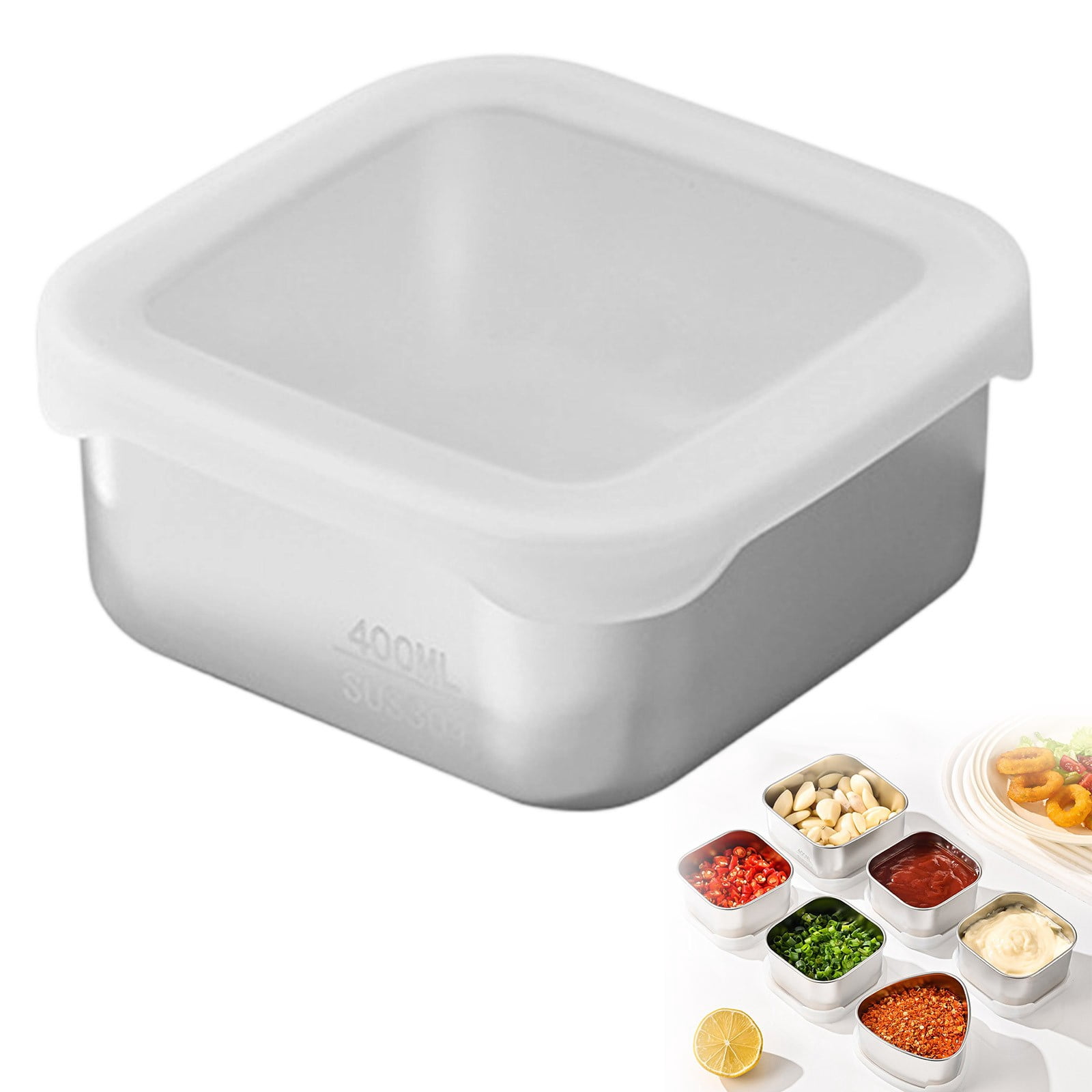 Stainless Storage Containers With Silicone Lids 400Ml, Portable Meal ...