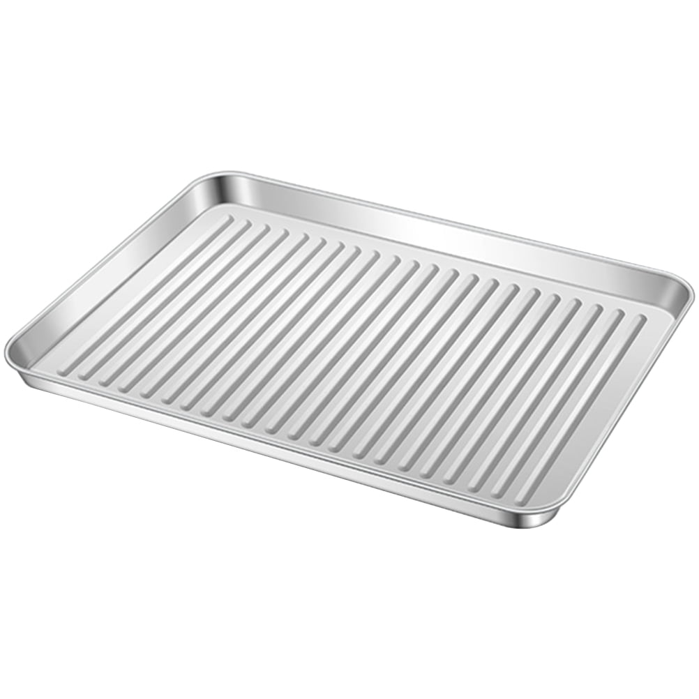 Stainless Striped Baking Pan Bakery Stackable Tray Steel Grill Grate