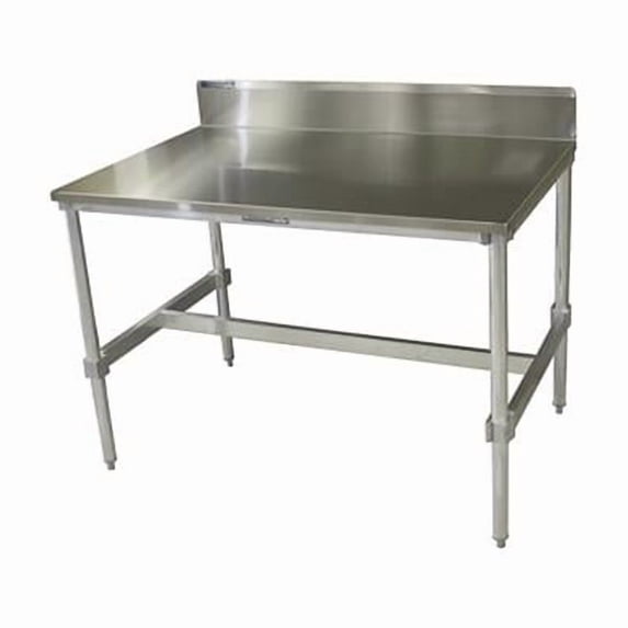 Stainless Top Aluminum I-Frame Table with Backsplash- 34 to 35.5 x 30 x 96 in.