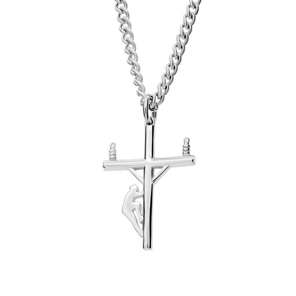 Women's Small Lineman Cross Necklace - John 1:4 by Shields of Strength