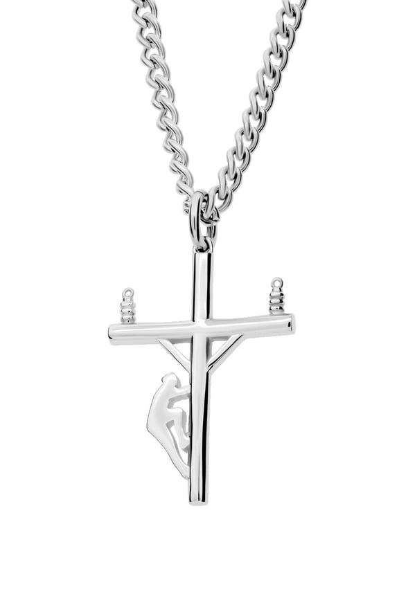 Women's Small Lineman Cross Necklace - John 1:4 by Shields of Strength
