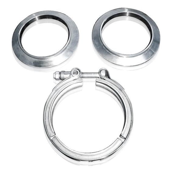 Stainless Works SWOVBC3 3 in. Tube Flanges V Band & Exhaust Clamp, Natural