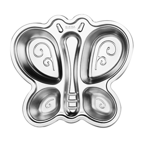 Stainless butterfly Plate, Rust Free, Safe Divided Platter for Toddlers and Kids, BPA Free Plate - style:style2