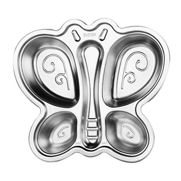 Stainless butterfly Plate, Rust Free, Safe Divided Platter for Toddlers and Kids, BPA Free Plate