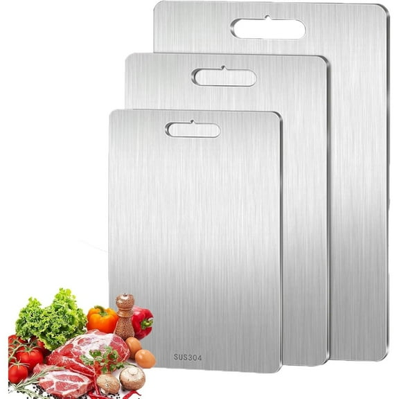 Stainless steel Chopping Boards for Kitchen, Stainless Steel Boards, Serving Board Set, Thick Chopping Board for Meat, Veggies, Easy to clean, S/M/L
