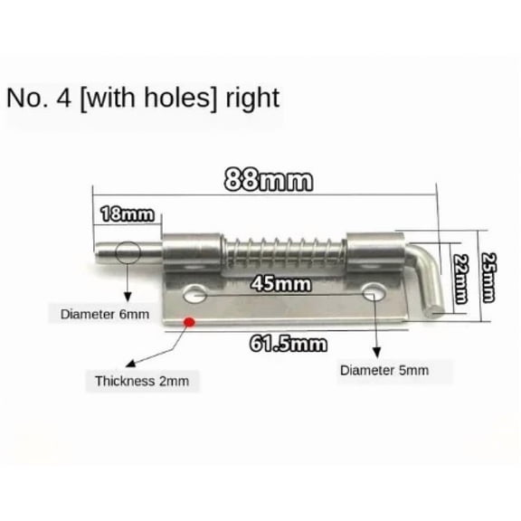 Stainless steel Spring Loaded Metal Security Barrel Bolt Latch Silver Tone Spring Latches Door Cabinet Hinges Home Hardware