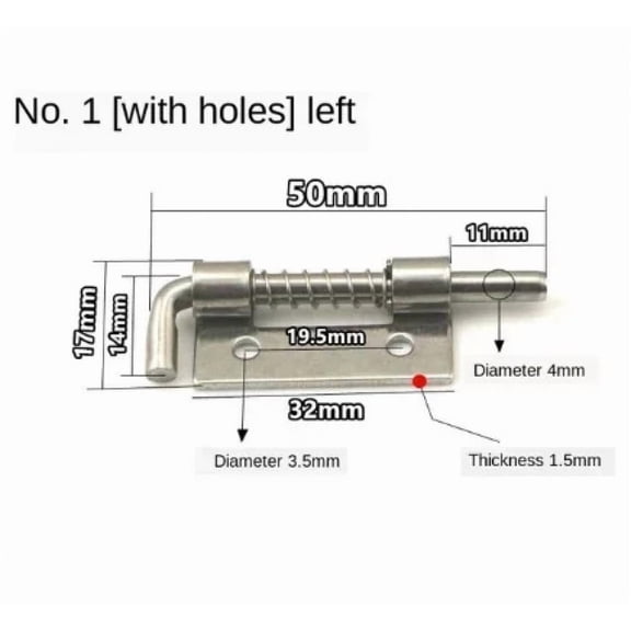 Stainless steel Spring Loaded Metal Security Barrel Bolt Latch Silver Tone Spring Latches Door Cabinet Hinges Home Hardware