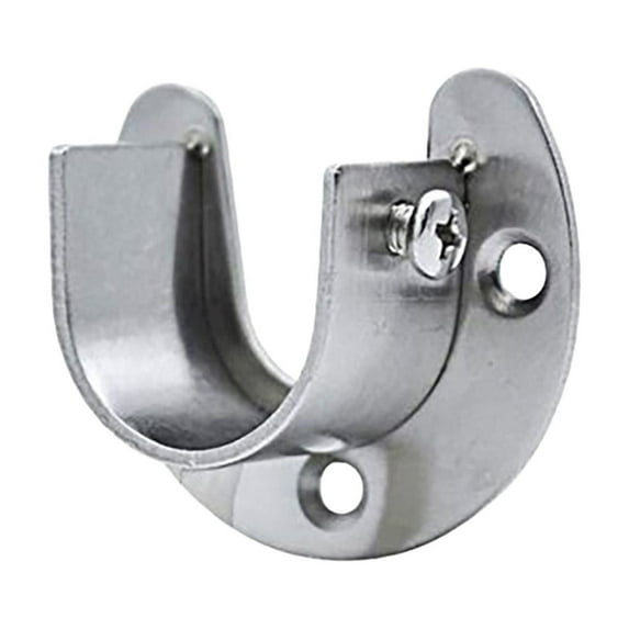 Stainless steel Wardrobe Closet Rod Bracket,U-Shaped Open type Socket Bracket,Shower Curtain Rod Pole End Supports Sockets Flange Rod Holder Rod End Support, Inner Dia 19/24/27/33MM(Silver2,2x1.7")