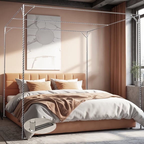 Stainless steel bed frame with adjustable bracket length and width, thickened stainless steel can bed frame bracket for all sizes of beds, suitable for metal beds or wooden beds, bedroom decoration