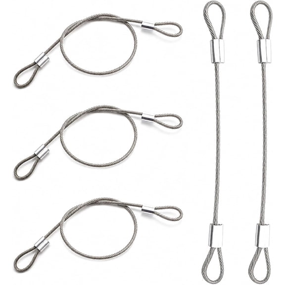 Stainless steel braided safety cable set 12 inch vinyl coated double loop 5-pack