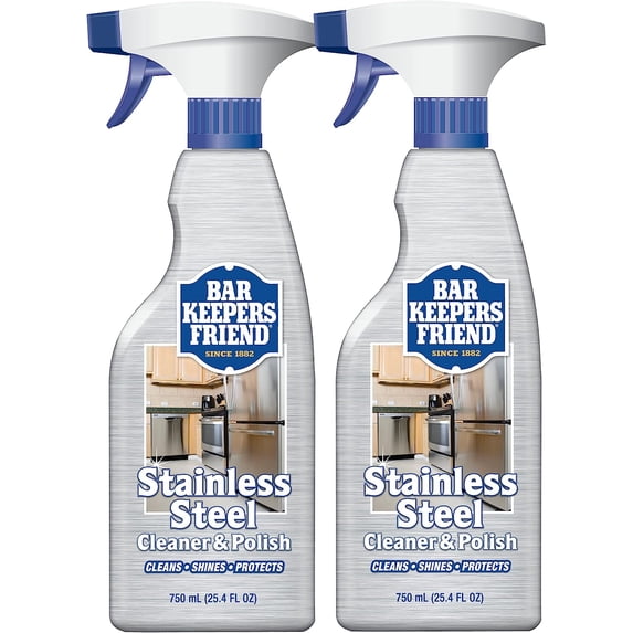 Stainless steel cleaner and polish spray (225.4 ounces) removes greasy fingerprints, hard water spots, dirt, and food residue, will not scratch or dull surfaces and appliances