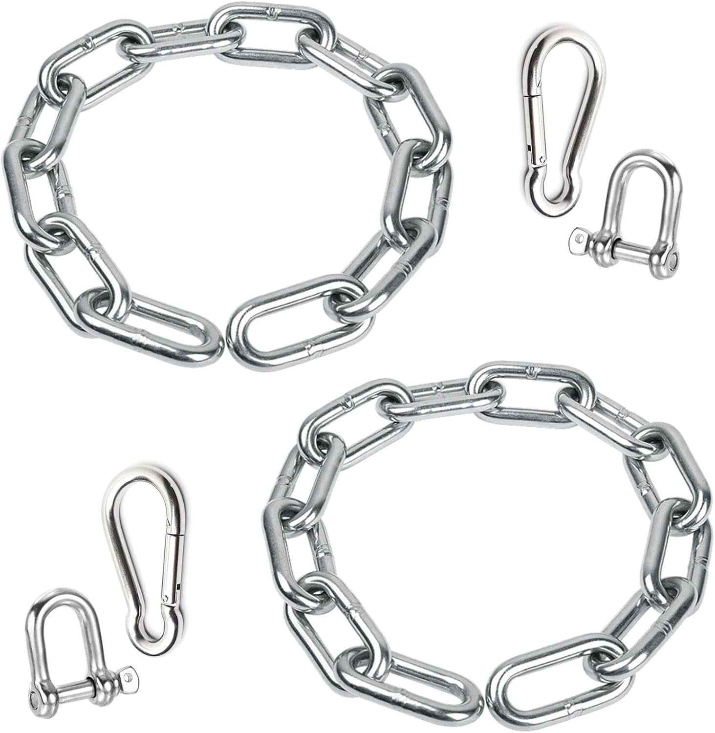 Stainless steel coil chain, 511.8-inch stainless steel chain, heavy-duty stainless steel chain 550 pounds for sandbags, metal decorative chain for hanging chairs, chandeliers, railings, pets