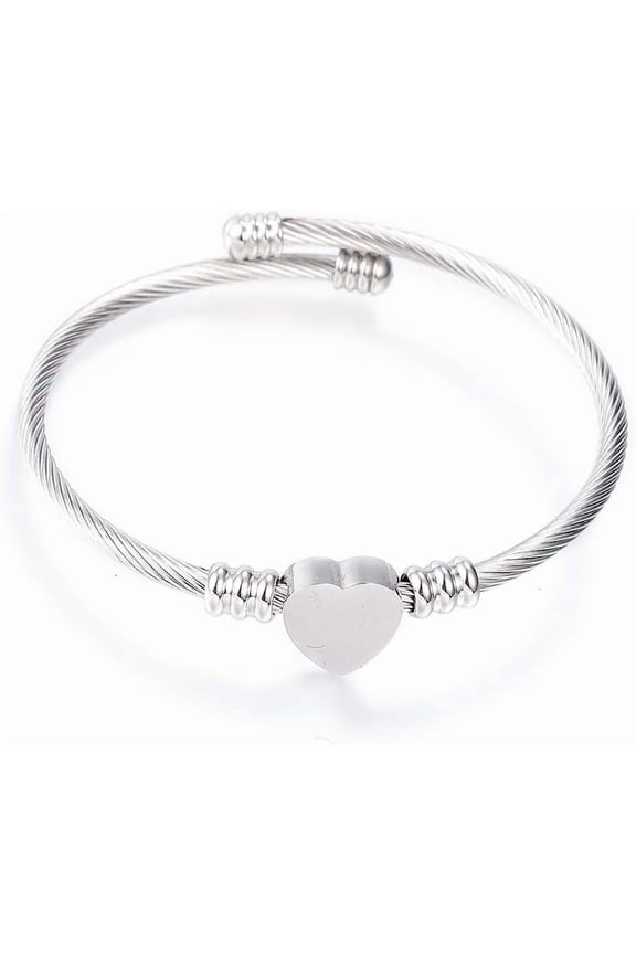 Stainless steel cuff Bracelet Shiny initial Love Pendant Adjustable wrist bracelet Cuff bracelet for DIY handcrafting