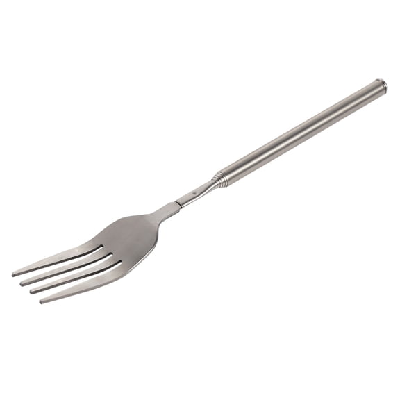 Stainless steel dinner fork, BBQ telescopic expandable dinner fruit dessert long handle fork Stainless steel tableware
