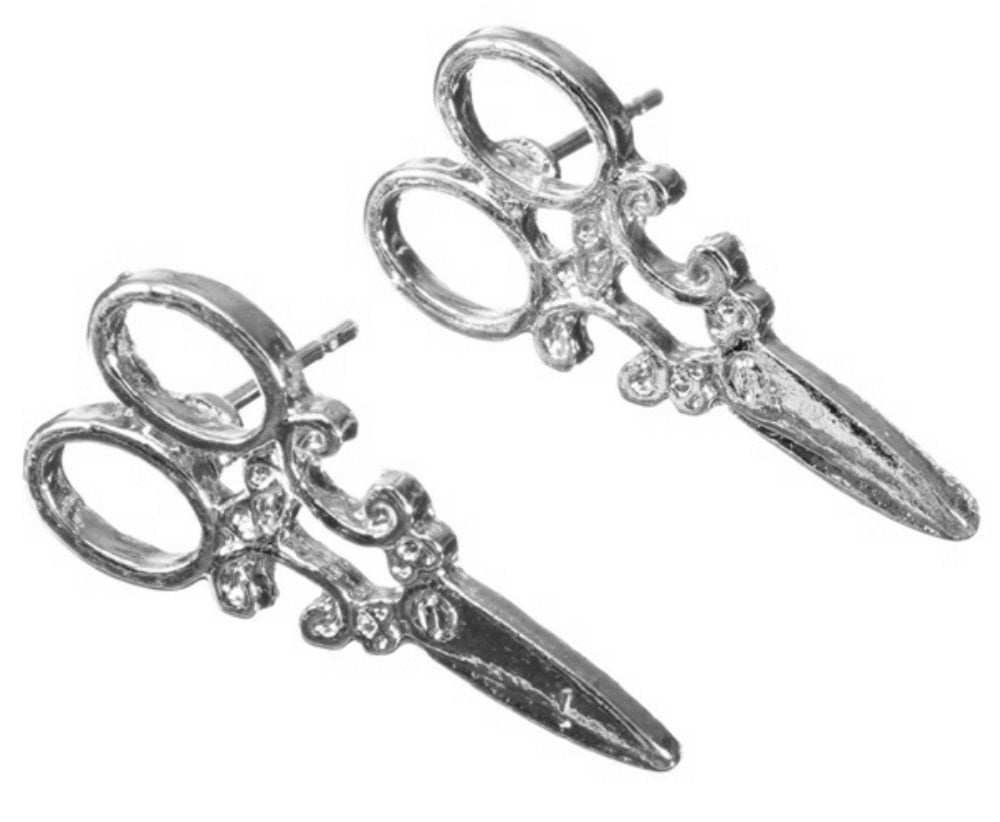 Jewelryboxes Silver Scissors Stud Earrings - Super Adorable - Silver Plated - View #2