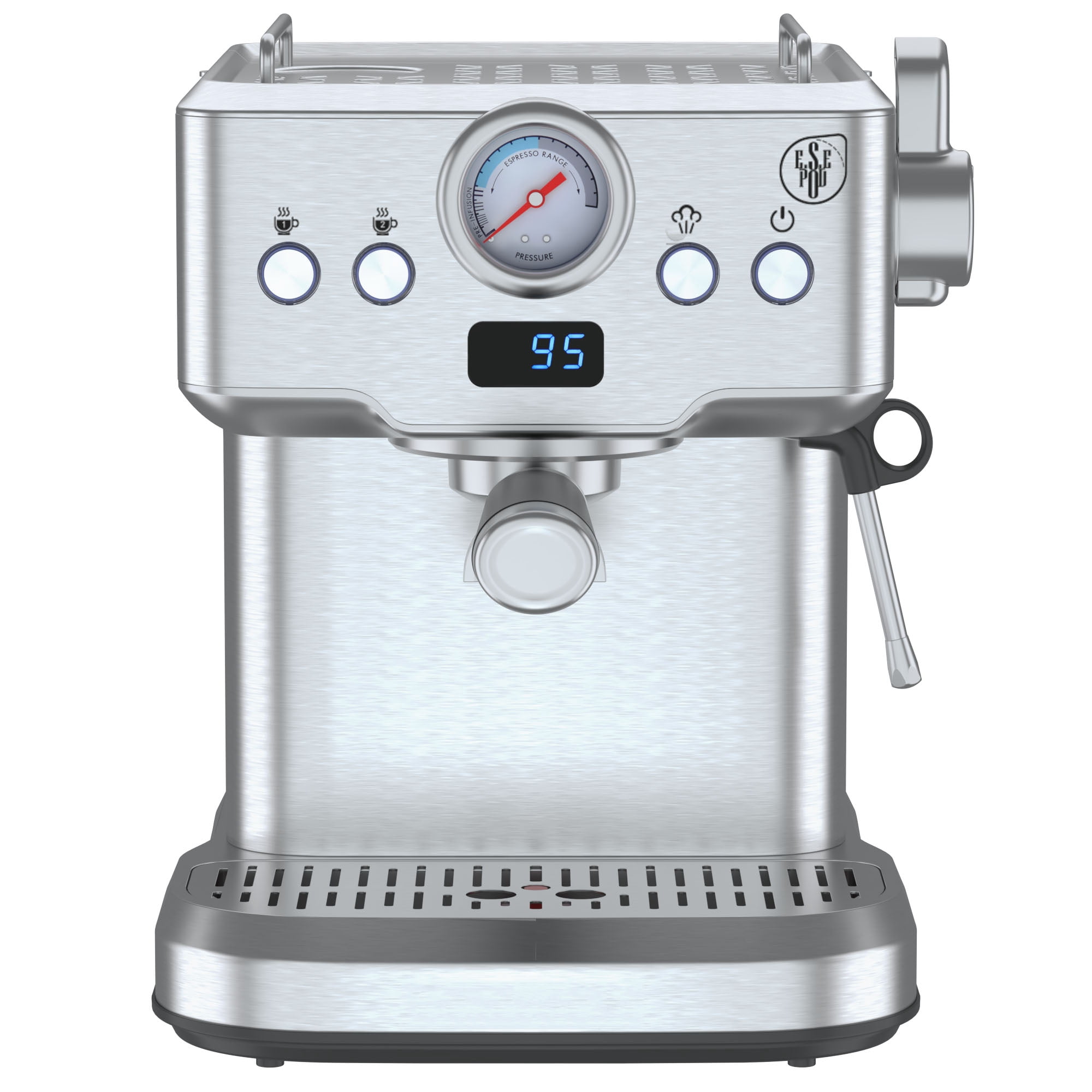 Stainless steel espresso machine 20Bar Italian pump + visual pressure ...