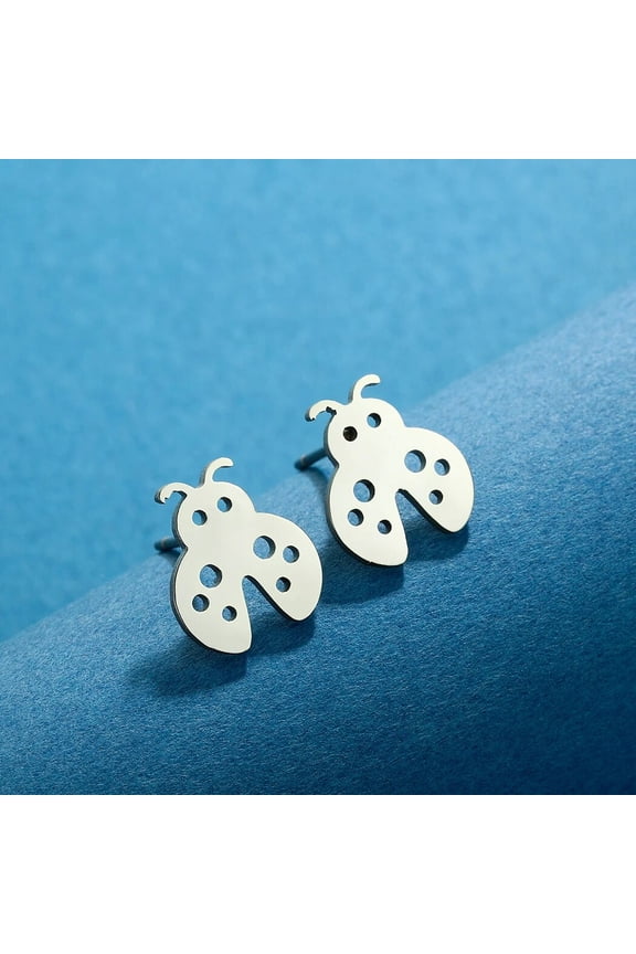 Stainless steel fashion insect series exquisite ladybug earrings