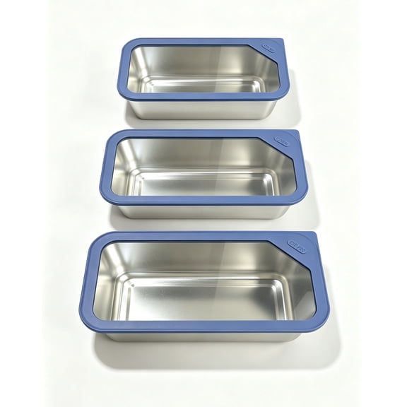 Stainless steel food storage containers with lids, 3-piece set, leak-proof sealed meal prep containers, nesting reusable lunch boxes, perfect for sandwiches, snacks, and leftovers