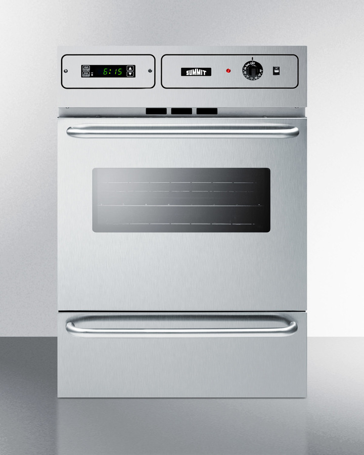 24" Wide Gas Wall Oven, stainless steel