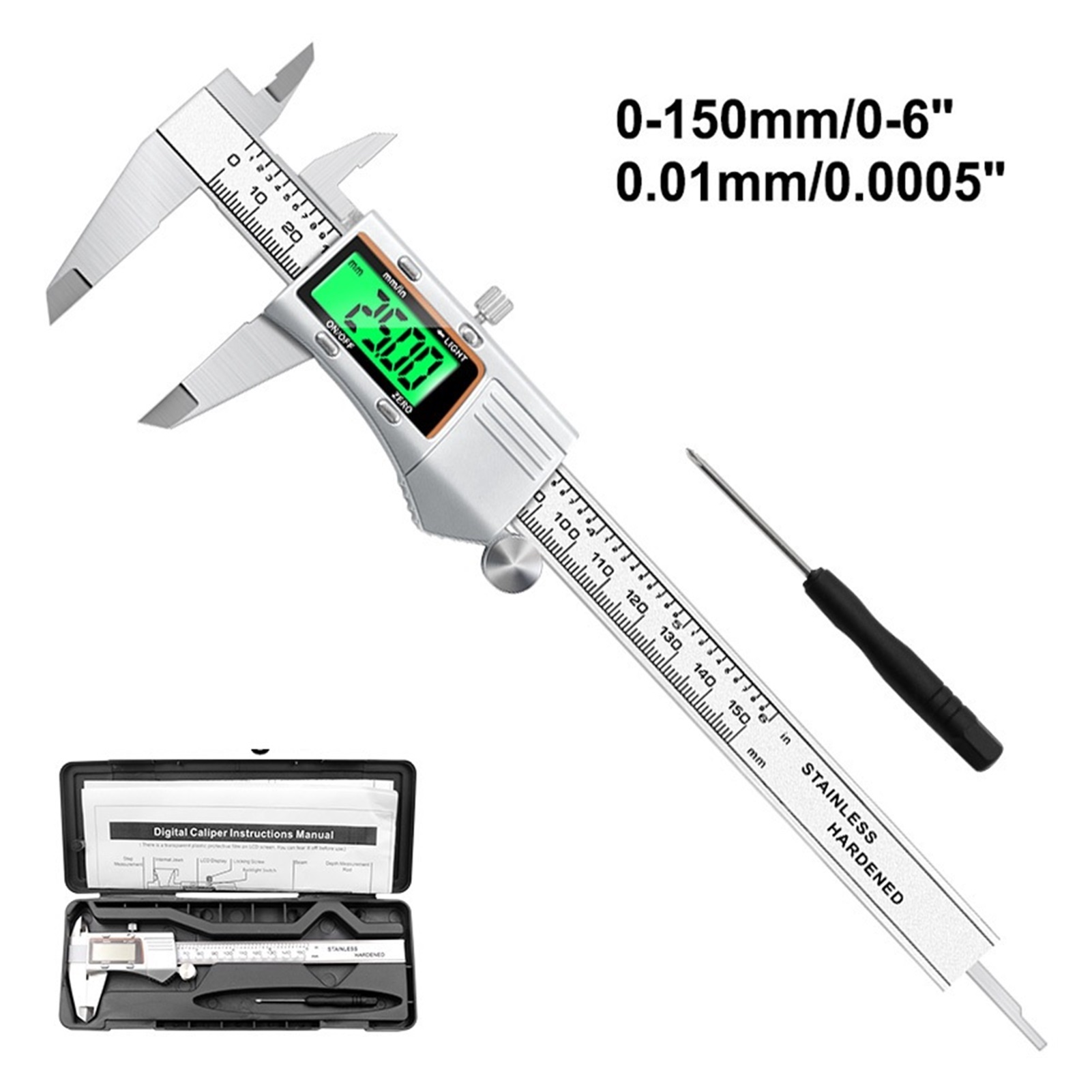 Stainless steel housing digital caliper 0-150mm measuring tool