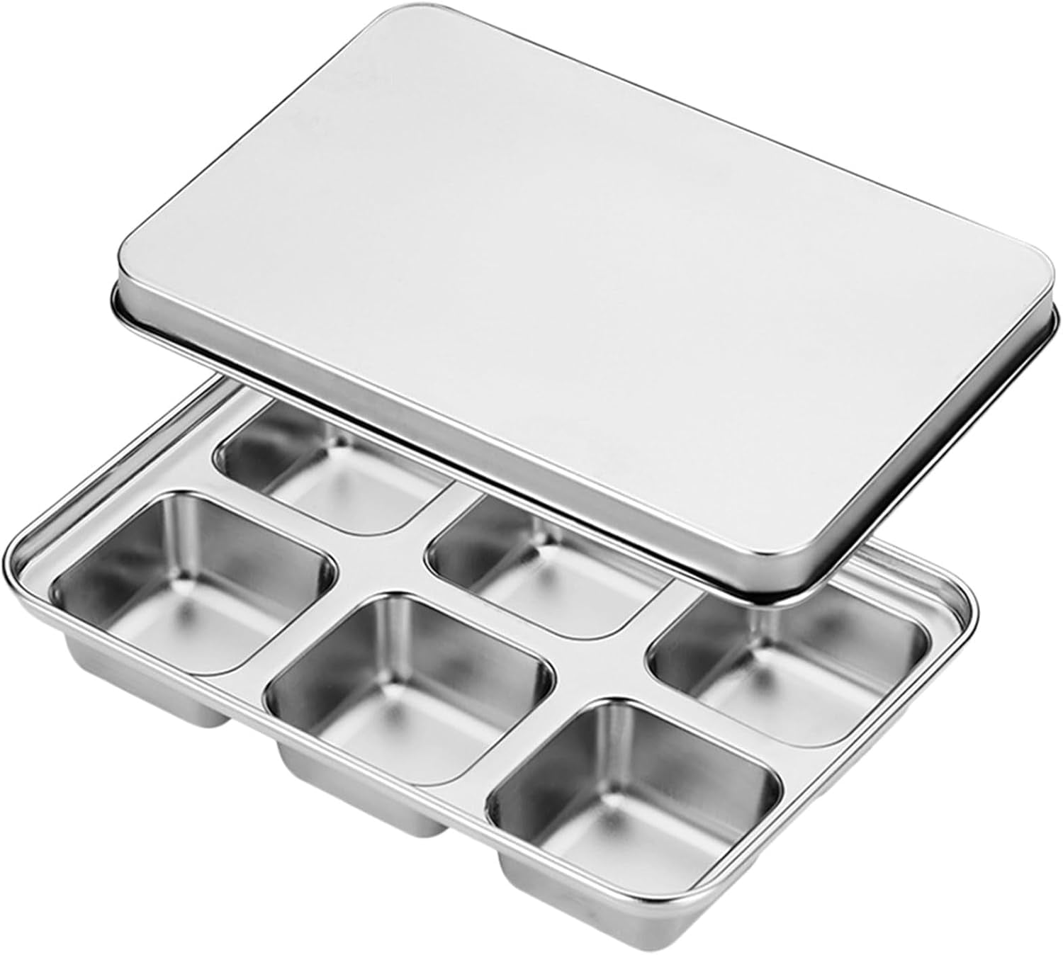 Stainless steel ice cube tray for quick ice retrieval, 6-compartment large ice cube maker, and baby food box - single (1)